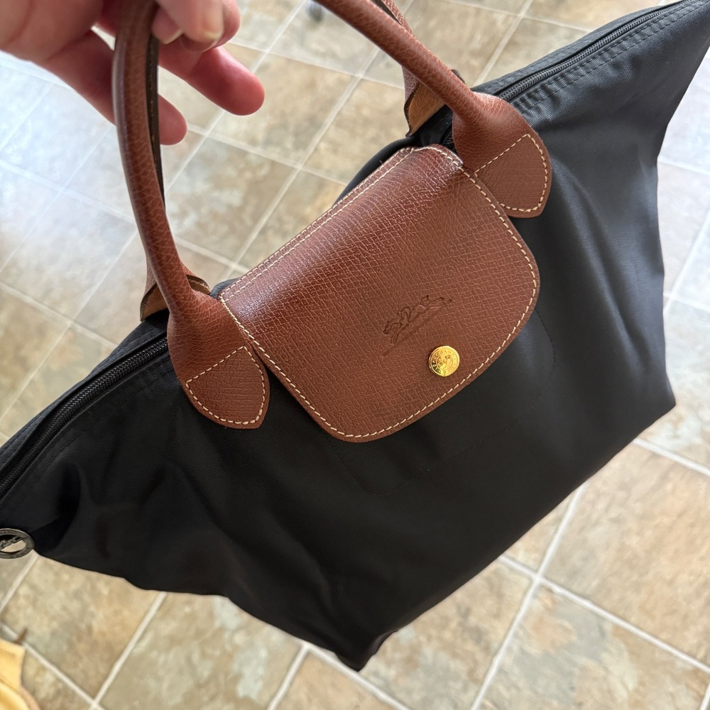 Longchamp Le Pliage Pre-2013 Made in France Original Med Handheld bag, Black - Picture 3 of 12